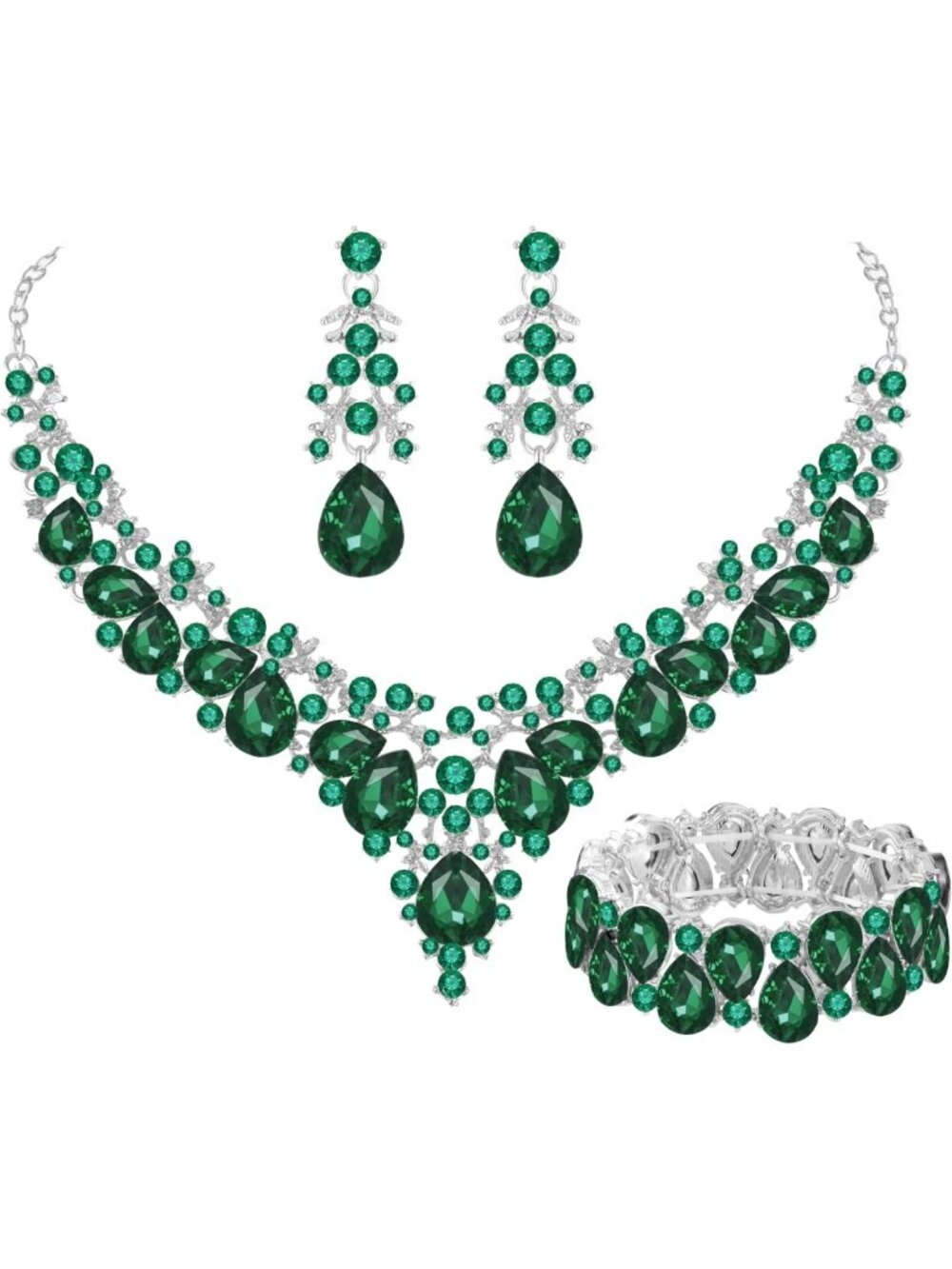 Stunning Teardrop Crystal Bridal Jewelry Set for Weddings, Prom & Parties